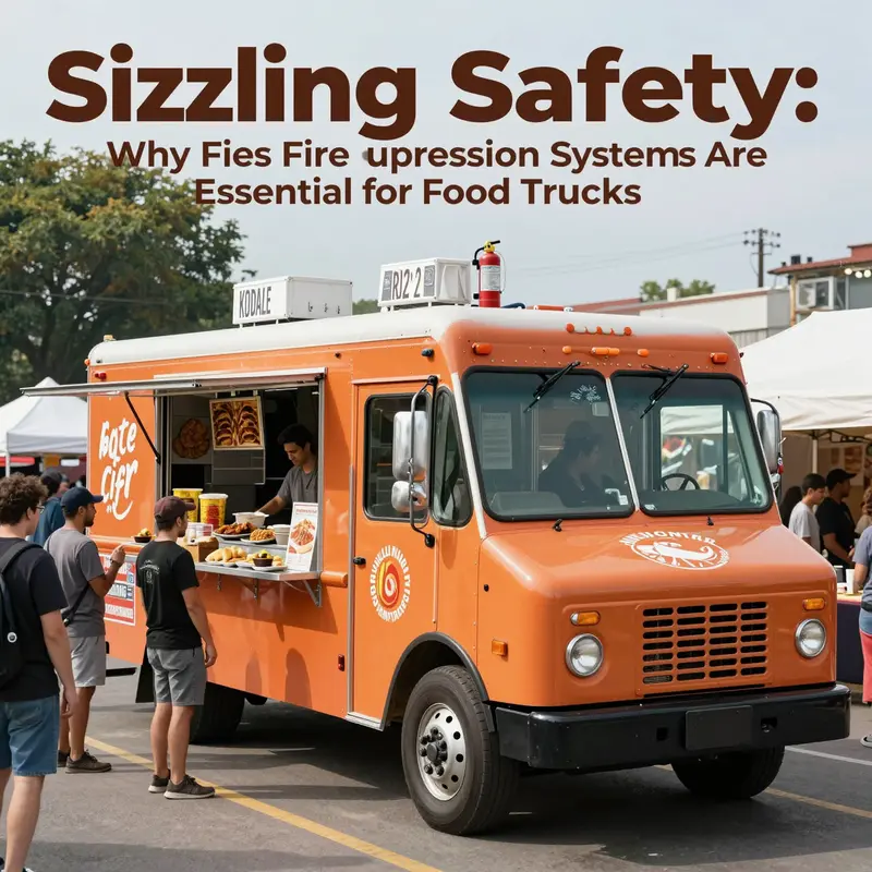 A lively food truck scene highlighting the necessity of fire suppression systems.