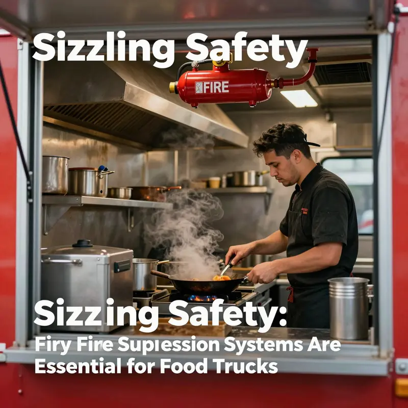 A lively food truck scene highlighting the necessity of fire suppression systems.