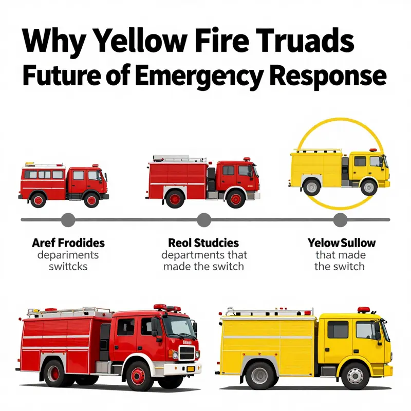 A comparison showing how yellow fire trucks stand out in challenging visibility conditions.
