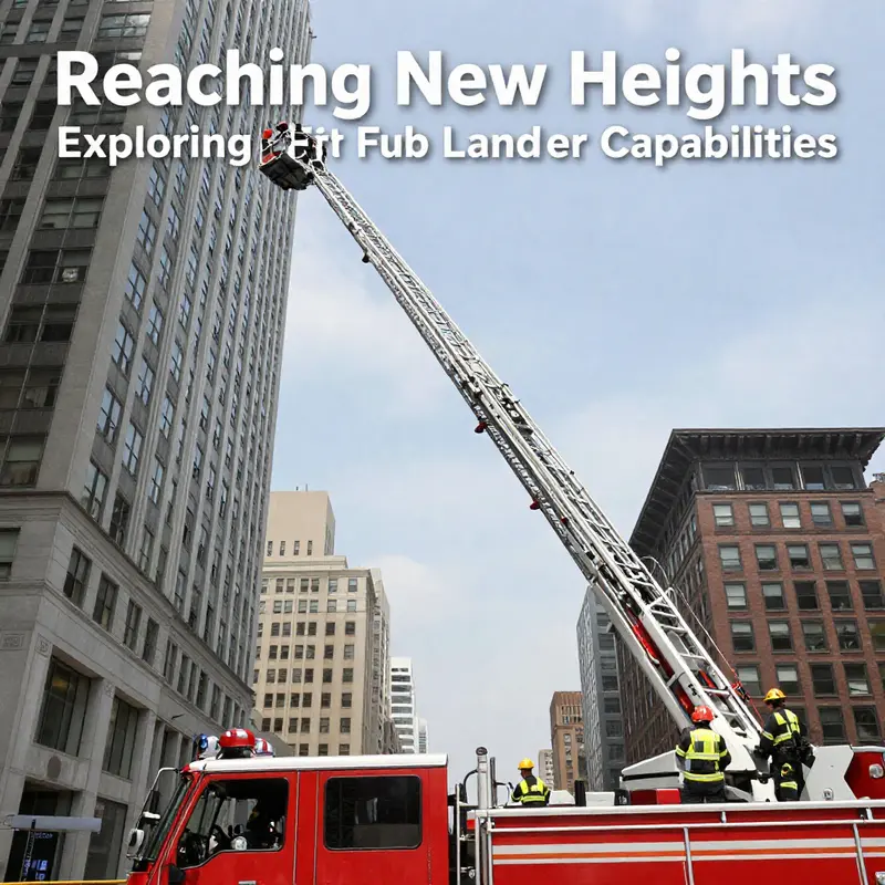 The impressive 112-meter fire truck ladder demonstrating its remarkable reach among skyscrapers.