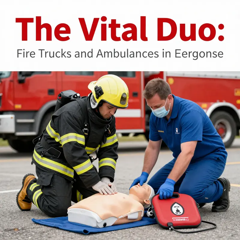Fire truck and ambulance working side by side during an emergency response.