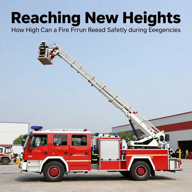 The impressive 112-meter fire truck ladder demonstrating its remarkable reach among skyscrapers.