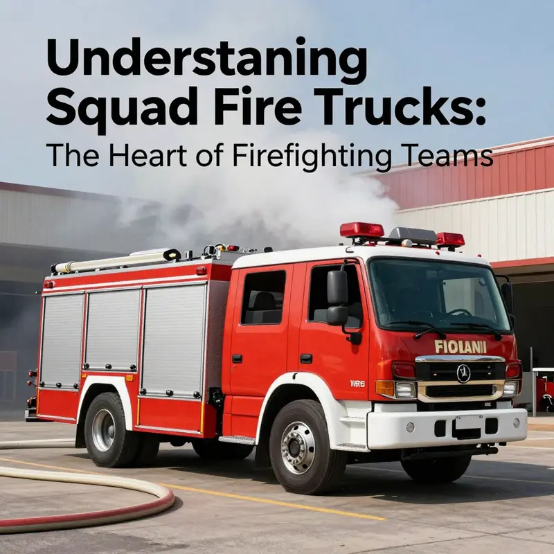 A squad fire truck at the station ready for action, equipped for specialized firefighting teams.