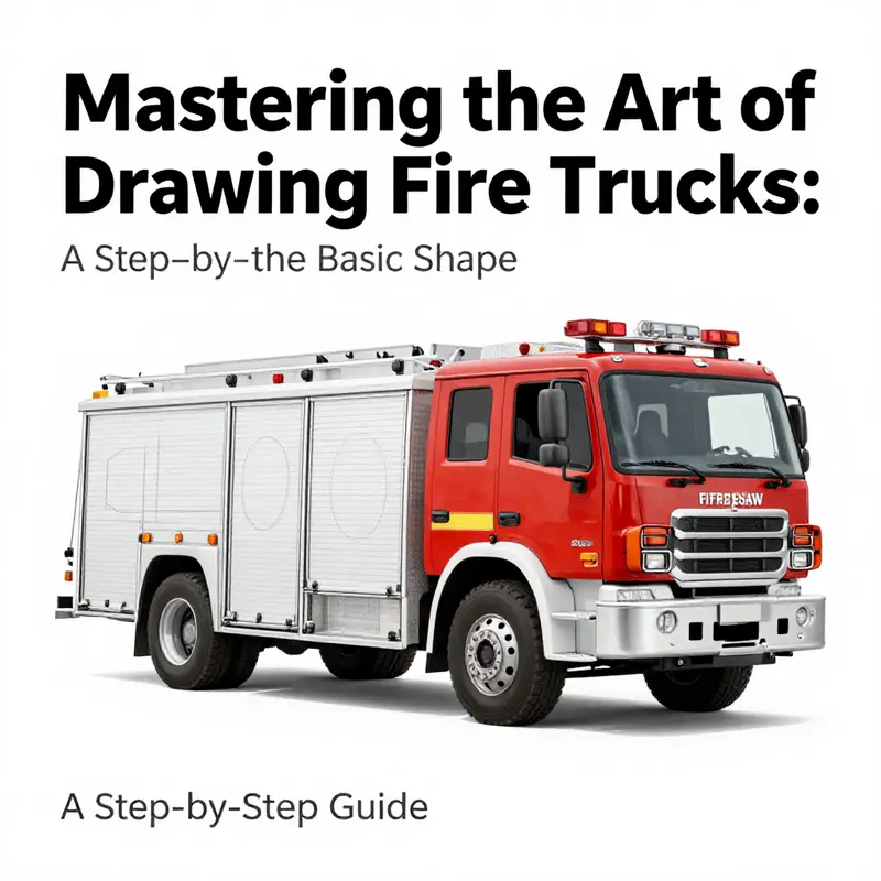 Begin your fire truck drawing with simple geometric shapes to form the basic outline.