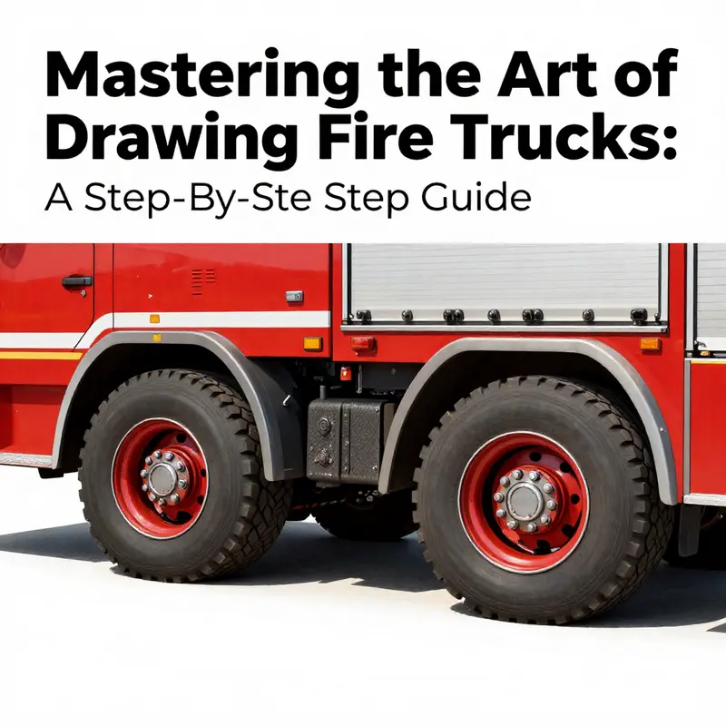 Begin your fire truck drawing with simple geometric shapes to form the basic outline.