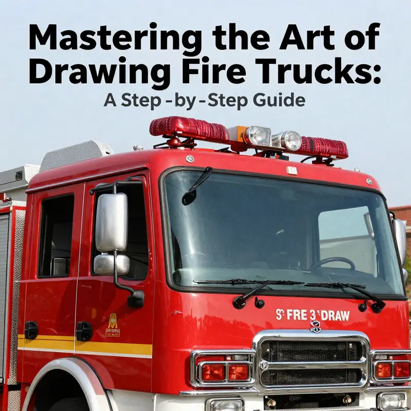 Begin your fire truck drawing with simple geometric shapes to form the basic outline.