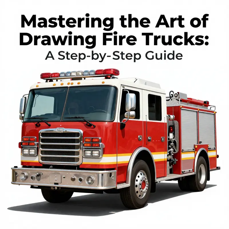 Begin your fire truck drawing with simple geometric shapes to form the basic outline.