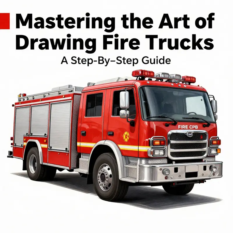 Begin your fire truck drawing with simple geometric shapes to form the basic outline.