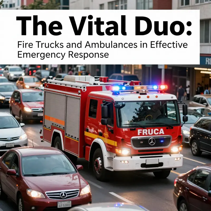 Fire truck and ambulance working side by side during an emergency response.