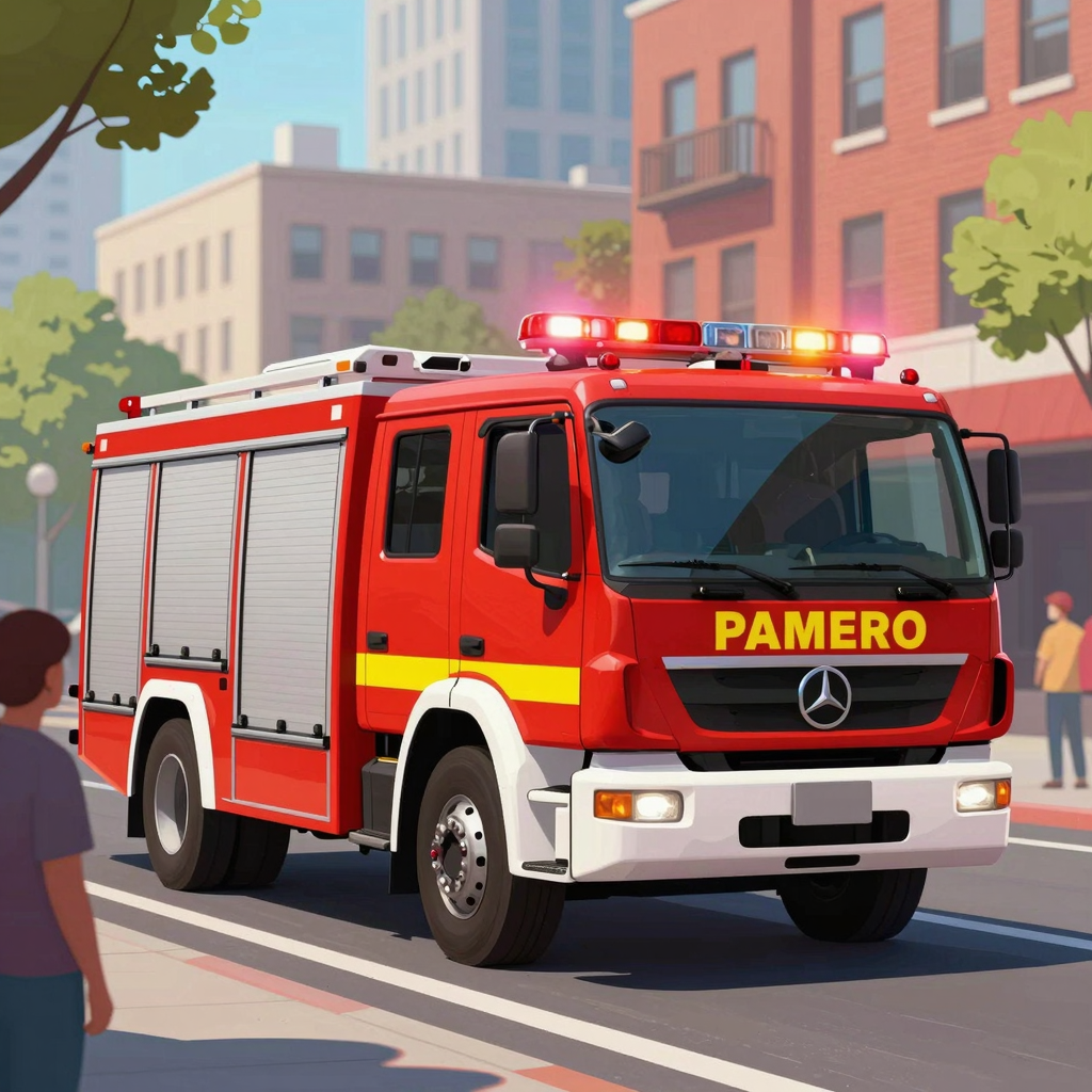 Fire Truck with Emergency Lights